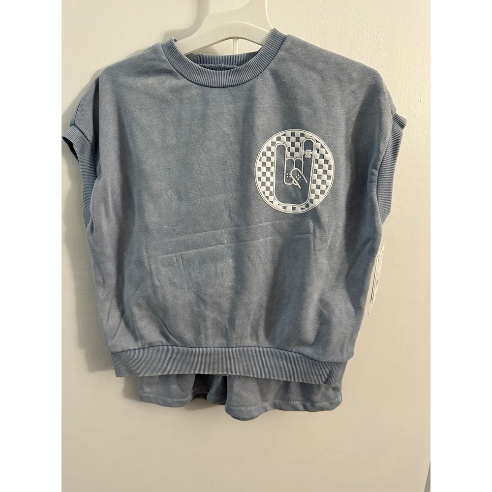 Grayson Mini Toddler Boys Blue French Terry Shirt and Shorts Set 3T T003860003 - Picture 2 of 6